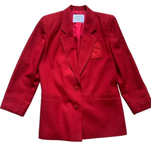 100% wool Vibrant Red Women's Blazer- Size 6 - Picture 5 of 15